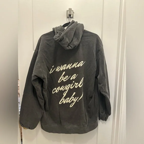 Grey Hoodie with Pink Horseshoe Design saying on the back western fashion - Picture 2 of 3